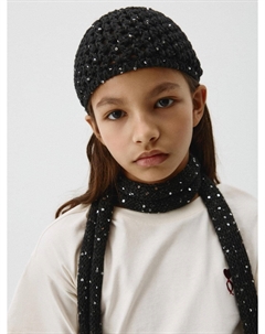 Шапка ажурной вязки с пайетками для девочек Sela