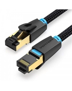 Патч-корд SSTP кат.8, 1 м, RJ45-RJ45, черный, экранированный, (IKGBF) Vention