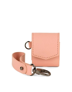 Кожаный чехол для Airpods с розовым брелоком SKPAT, розовый Skpat
