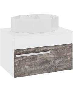 Тумба с раковиной Вудлайн 65 подвесная, железный камень, раковина Cristallo 50 Runo