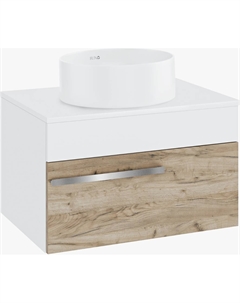 Тумба с раковиной Вудлайн 65 подвесная, крафтовый дуб, раковина Palla 40 Runo