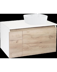 Тумба с раковиной Бари 80 крафтовый дуб, раковина Bella 40 Runo