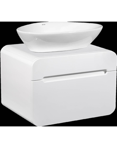 Тумба с раковиной Ницца 60 белая, раковина Terzo 60 Runo