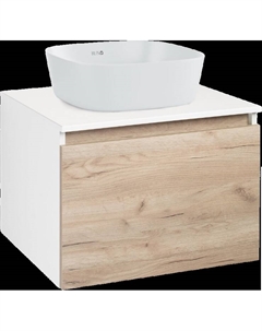 Тумба с раковиной Бари 60 крафтовый дуб, раковина Bella 40 Runo