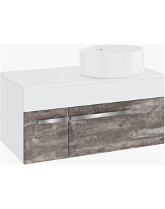 Тумба с раковиной Вудлайн 85 подвесная, железный камень, раковина Palla 40 Runo