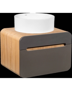 Тумба с раковиной Ницца 60 дуб натуральный, графит, раковина Palla 40 Runo