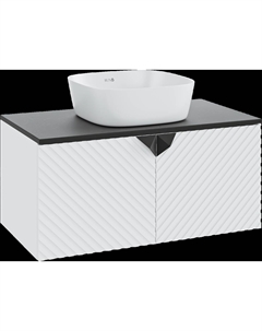 Тумба с раковиной Андорра 85 белая матовая, черная, раковина Bella 40 Runo