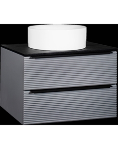 Тумба с раковиной Орлеан 70 серая, черная, раковина Palla 40 Runo