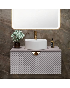 Тумба под раковину Андорра 85 кашемир серый, дуб какао Runo