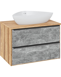 Тумба с раковиной Мальта 70 подвесная, дуб, серая, раковина Terzo 60 Runo
