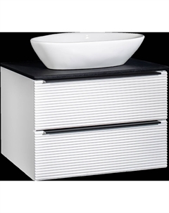 Тумба с раковиной Орлеан 70 белая матовая, черная, раковина Terzo 60 Runo