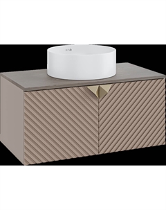 Тумба с раковиной Андорра 85 кашемир серый, дуб какао, раковина Palla 40 Runo