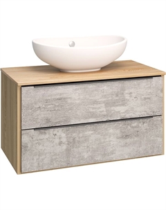Тумба с раковиной Мальта 85, подвесная, дуб, серая Runo