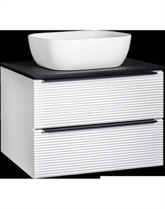 Тумба с раковиной Орлеан 70 белая матовая, черная, раковина Bella 40 Runo