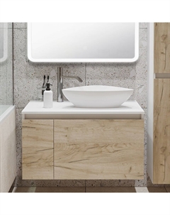 Тумба с раковиной Бари 80 крафтовый дуб, раковина Terzo 60 Runo