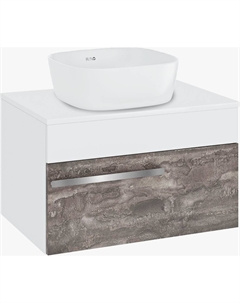 Тумба с раковиной Вудлайн 65 подвесная, железный камень, раковина Bella 40 Runo