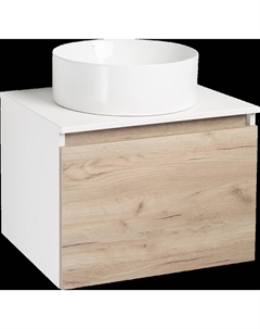 Тумба с раковиной Бари 60 крафтовый дуб, раковина Palla 40 Runo