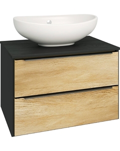 Тумба с раковиной Мальта 70, подвесная, дуб, черная Runo
