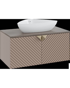 Тумба с раковиной Андорра 85 кашемир серый, дуб какао, раковина Terzo 60 Runo