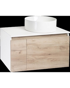 Тумба с раковиной Бари 80 крафтовый дуб, раковина Palla 40 Runo