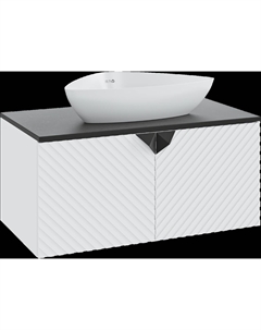 Тумба с раковиной Андорра 85 белая матовая, черная, раковина Terzo 60 Runo