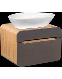 Тумба с раковиной Ницца 60 дуб натуральный, графит, раковина Terzo 60 Runo