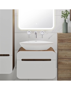 Тумба с раковиной Ницца 60 темное дерево, белая, раковина Terzo 60 Runo