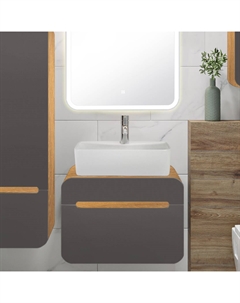 Тумба под раковину Ницца 60 дуб натуральный, графит Runo