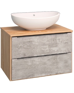 Тумба с раковиной Мальта 70, подвесная, дуб, серая Runo