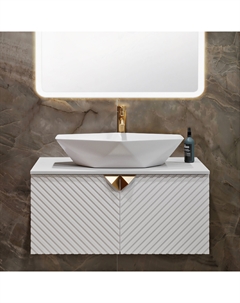 Тумба под раковину Андорра 85 белая матовая, белый глянец Runo