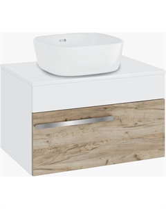 Тумба с раковиной Вудлайн 65 подвесная, крафтовый дуб, раковина Bella 40 Runo