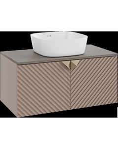 Тумба с раковиной Андорра 85 кашемир серый, дуб какао, раковина Bella 40 Runo