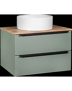 Тумба с раковиной Орлеан 70 зеленая, дуб натуральный, раковина Palla 40 Runo