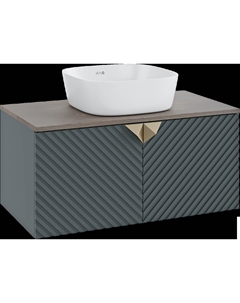Тумба с раковиной Андорра 85 графит, дуб коньячный, раковина Bella 40 Runo