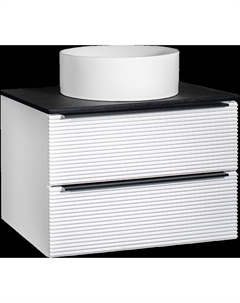 Тумба с раковиной Орлеан 70 белая матовая, черная, раковина Palla 40 Runo