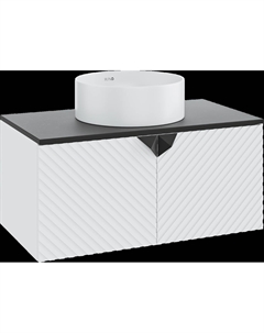 Тумба с раковиной Андорра 85 белая матовая, черная, раковина Palla 40 Runo