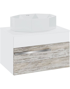 Тумба с раковиной Вудлайн 65 подвесная, скандинавский дуб, раковина Cristallo 50 Runo