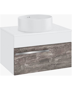 Тумба с раковиной Вудлайн 65 подвесная, железный камень, раковина Palla 40 Runo
