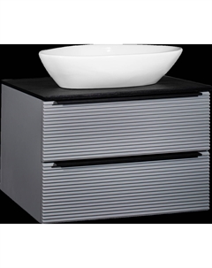 Тумба с раковиной Орлеан 70 серая, черная, раковина Terzo 60 Runo