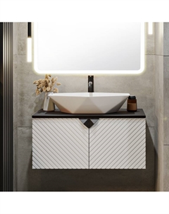 Тумба под раковину Андорра 85 белая матовая, черная Runo