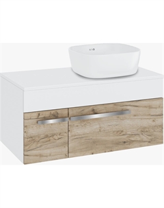 Тумба с раковиной Вудлайн 85 подвесная, крафтовый дуб, раковина Bella 40 Runo