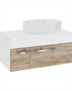 Тумба с раковиной Вудлайн 85 подвесная, крафтовый дуб, раковина Cristallo 50 Runo