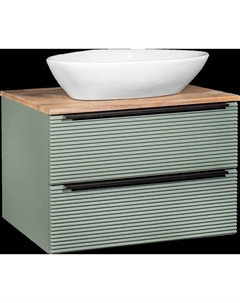 Тумба с раковиной Орлеан 70 зеленая, дуб натуральный, раковина Terzo 60 Runo