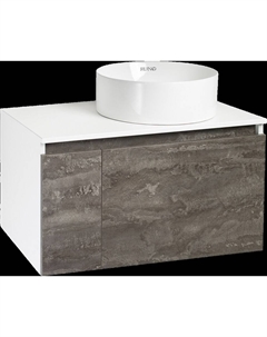 Тумба с раковиной Бари 80 железный камень, раковина Palla 40 Runo