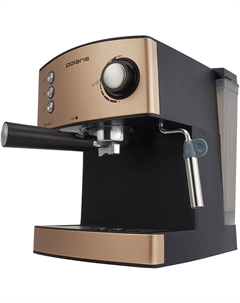 Кофеварка рожковая Polaris PCM 1527E Adore Crema, 850 Вт, кофе молотый, 1.5 л, ручной капучинатор, бронзовый/черный