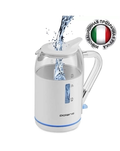 Чайник электрический POLARIS Water Way Pro PWK 1563CGL 1.5л. 2.2 кВт, пластик/стекло, белый (PWK 1563CGL) Polaris