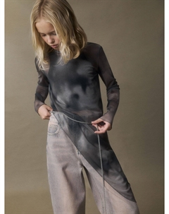 Лонгслив из сетки с асимметричным низом для девочек Sela