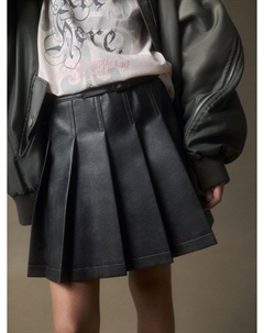 Юбка в складку из экокожи для девочек Sela