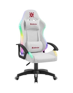Кресло игровое Factor X RGB, на колесиках, экокожа, белый Defender