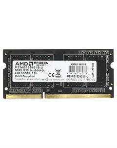 Оперативная память AMD SO-DIMM DDR3 4Gb 1333MHz R3 Value Series Black (R334G1339S1S-U) Amd